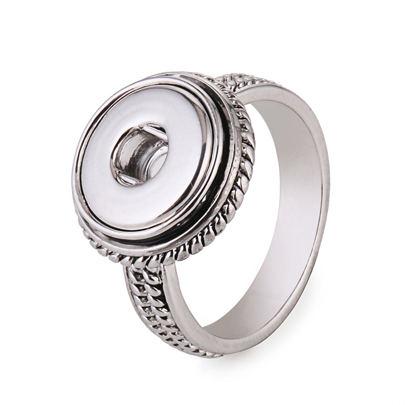 SMALL Mini Button Druckknopf Ring Strass Silber kompatibel mit Chunk Chunks