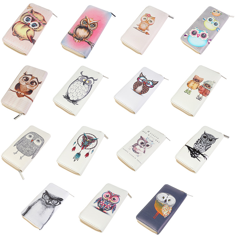 Damen Geldbeutel Geldbörse XXL Brieftasche Portemonnaie Portmonee Eule Uhu Kauz
