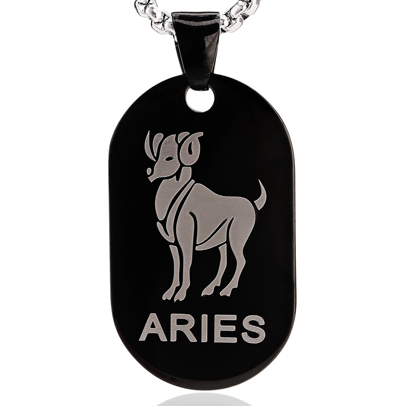 Sternzeichen Tierkreiszeichen Halskette Kette Anhänger Dog Tag Horoskop Silber