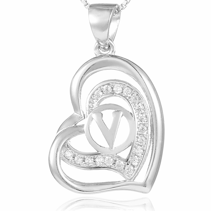 kette buchstabe herz silber